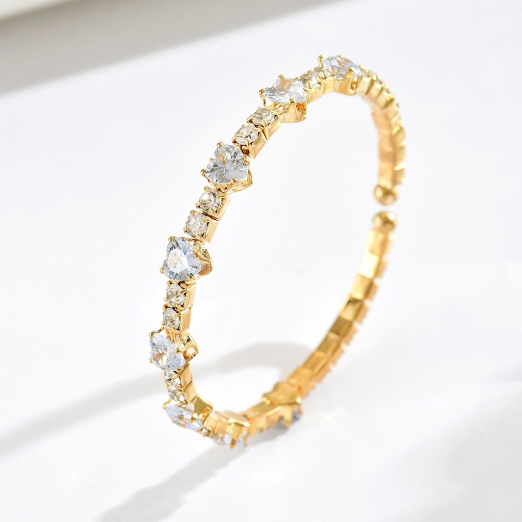 Endless Hjerter Armbånd gull crystal