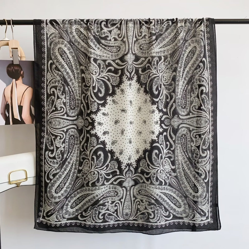 Endless skjerf Skjerf Sort Offwhite